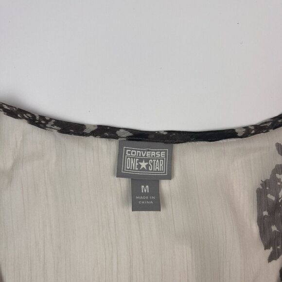 Converse Y2K Sheer Floral Leopard Top M Whimsigoth Festival Fairy Grunge Sheer - Picture 3 of 11